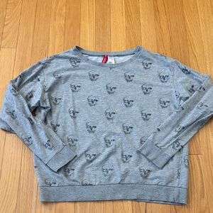 H&M Gray heart skull Sweatshirt